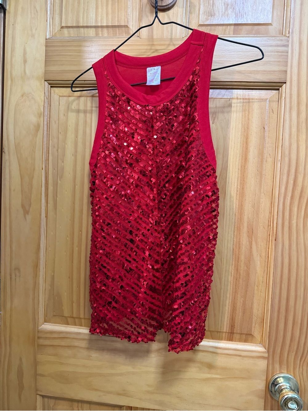 No Boundaries girls Red Sequin Tank Top size XL